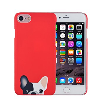 iPhone 6 Cute Case, FACEVER French Bulldog Design iPhone 6S Case Anti-fingerprint Full Printed Plastic Cover (French Bulldog Red)