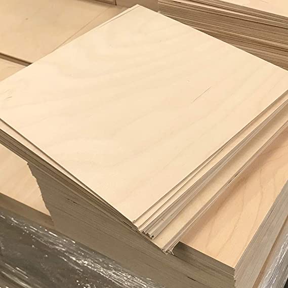 3mm 1/8" x 12" x 12" B/BB Baltic Birch Plywood Squares (48pcs) - Perfect for Arts & Crafts, School & DIY Projects, Drawing, Painting, Wood Engraving, Burning & Laser Projects - Cherokee Wood Products