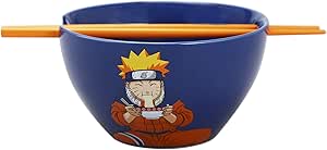 Bioworld Naruto Uzumaki Eating Noodles 20 oz Ramen Bowl With Chopsticks