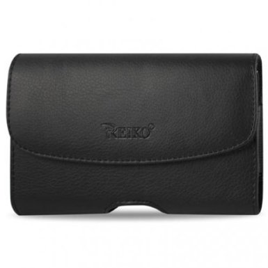 Black Leather Pouch Case Compatible with Samsung Galaxy Note 1 N7000 and Samsung Galaxy Note 2 N7100 I605 L900 I317 T889