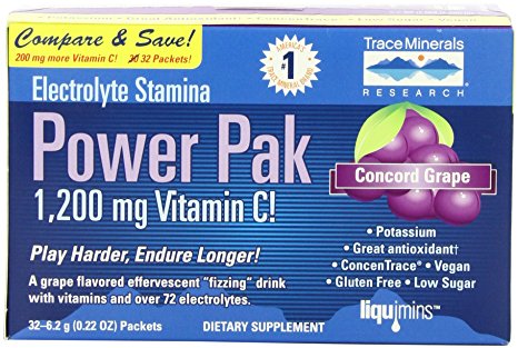 Trace Minerals Research Electrolyte Stamina Power Pak, Concorde Grape, 30 Count