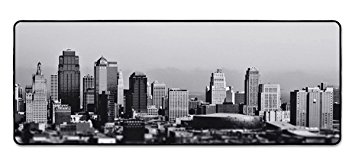 JustNile Extended Desk Mouse Pads Keyboard Mats 31.5" X 11.8" - Black White City