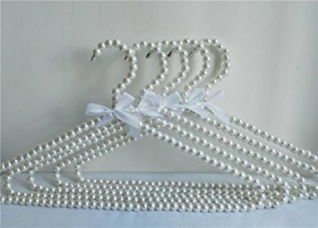 WHOSEE 4 Pack Clothes Pearl Hanger 10KG Weight Bearing Trouser Bead Skirts Hanging Holder White
