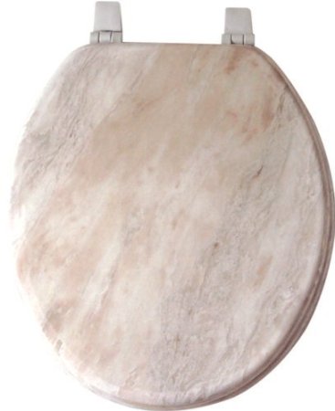 Home Dynamix VMR-105 Veneer Marble Toilet Seat, 17-Inch, White