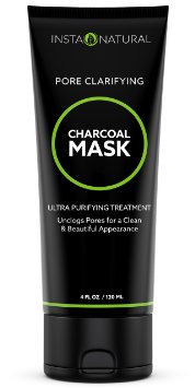 InstaNatural Charcoal Mask - Best Activated Formula for Face to Get Rid of Blackheads Unclog Facial Pores and Clear Skin - Contains Charcoal Powder and China Clay to Deliver Visible Improvement - 4 OZ