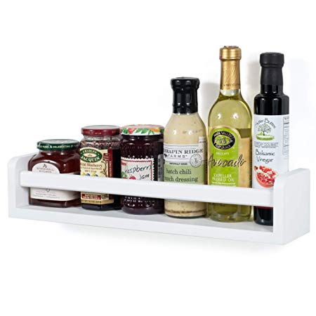 Wall Mount Floating Kitchen Shelf - Spice Rack Pantry Organizer Wood - Ships Fully Assembled
