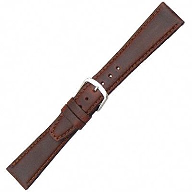 Hadley Roma MS881 18mm Short Watch Band Oiled Leather Brown Padded Mens