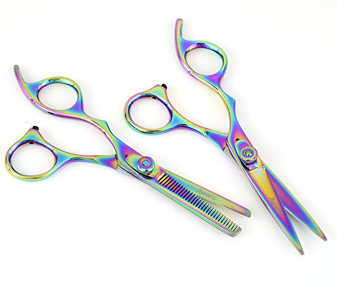 Awans Professional Left Handed Hairdressing Barber Salon Scissors 6 inch, Thinning Scissors 6 inch Set