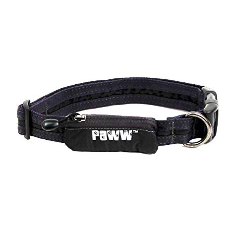 Paww Secret Agent Dog Collar Tag Pocket Light Mesh Snap Buckle Pets Comfortable