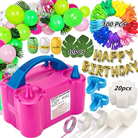 Balloon Pump, Portable Dual Nozzle Ballon Inflator Pump for Balloons 110V 600W Electric Air Pump Blower, Balloon Arch kit &Balloon Garland kit, Balloons for Parties/Birthday Balloons Set (Large)