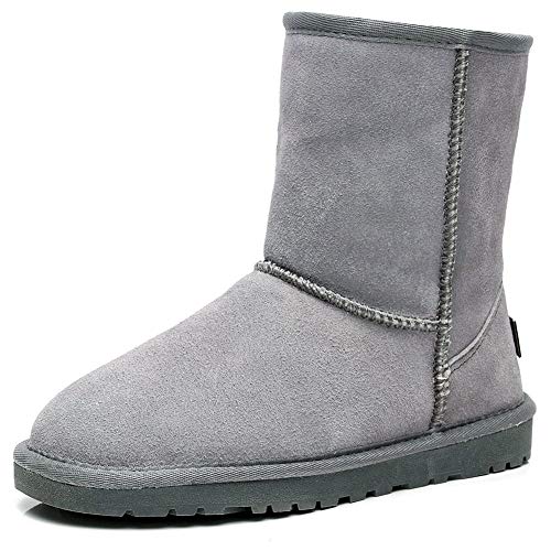 Shenn Women's Winter Warm Classic Mid-Calf Suede Leather Snow Boots