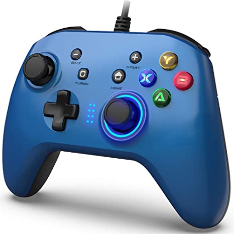 Wired Gaming Controller, Joystick Gamepad with Dual-Vibration PC Game Controller Compatible with PS3, Switch, Windows 10/8/7 PC, Laptop, TV Box, Android Mobile Phones, 6.5 ft USB Cable -Blue