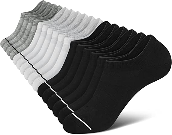No Show Socks Men Ankle Socks for Men Low Cut Casual Cotton Socks, 8 Pairs Short Non-Slip Invisible Socks