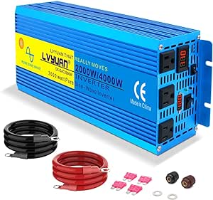 LVYUAN 2000 Watt Inverter Pure Sine Wave Inverter 24V to 110V DC to AC with 3 AC Sockets, LED Display, Car Power Inverter for Vehicles Home RV Camping Truck Solar System