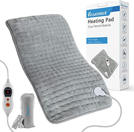 Electric Heating Pad for Back Pain, Cramps, Arthritis Relief, Extra Large (14''x26''), Heat Pad with Moist & Dry Heat Therapy Options, 6 Heat Settings, 2 Hours Auto Shut Off, Soft Comfortable Flannel