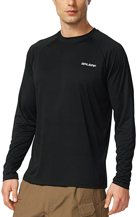 BALEAF Men's UPF 50  Running Outdoor Sun Protection Long Sleeve Performance Athletic Workout Shirt