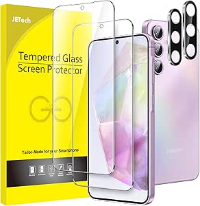 JETech Screen Protector for Samsung Galaxy A35 5G 6.6-Inch with Camera Lens Protector, 9H Tempered Glass Film, HD Clear, 2-Pack Each