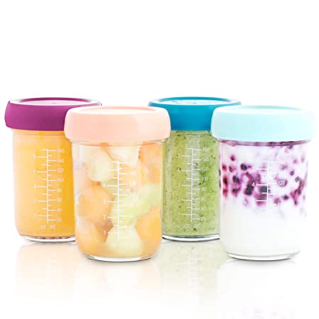 Babymoov Glass Food Storage Containers | Leak Proof Stackable & Reusable Glass Jars (Pick Your Set Size)
