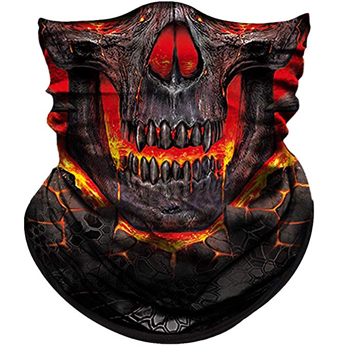 Obacle Skull Face Mask Half for Dust Wind UV Sun Protection Seamless 3D Tube Mask Bandana for Men Women Durable Thin Breathable Skeleton Mask Motorcycle Riding Biker Fishing Cycling Sports Festival