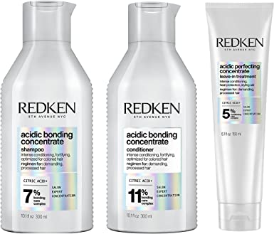 Redken | Routines Acidic Bonding Concentrate pour Cheveux Abîmés | Shampoing, Après-Shampoing, Crème, Traitement Intensif - Soin Bonding enrichi en Acide Citrique, Répare, Renforce - Duo, Trio, Gamme