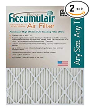 Accumulair Platinum 10x36x1 (9.5x35.5x1) MERV 11 Air Filter/Furnace Filters (2 Pack)