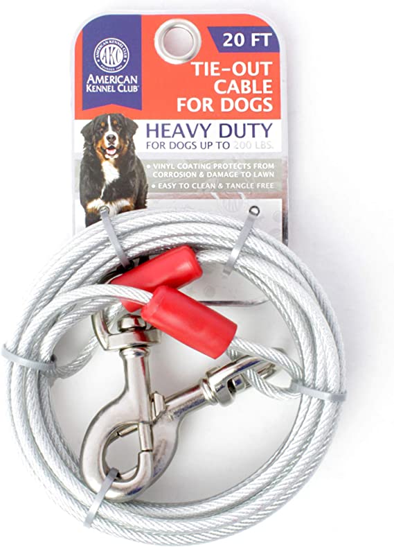 American Kennel Club AKC Heavy Duty Steel Tie-Out Cable for Dogs