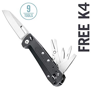 LEATHERMAN - FREE K4 EDC Pocket Knife and Multitool with Magnetic Locking, Aluminum Handles and Pocket Clip, Built in the USA, Gray