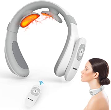 Arealer Neck Massager with Heat Pulse Protable Cordless Neck Massage 3D Deep Tissue Massage with 6 Modes 15 Strength Levels for Office, Home, Car and Gift