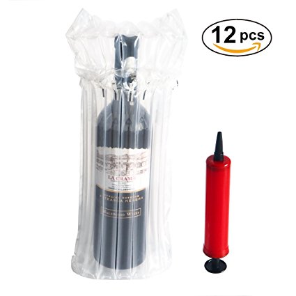 Wine Bottle Protector 12 Packs Bags With Free Pump Reusable Sleeve Travel Inflatable Air Column Cushion Bagfor Packing and Safe Transportation of Glass Bottles in Airplane Cushioning
