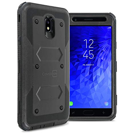 CoverON [Tank Series] for Samsung Galaxy J7 V 2nd Generation Case, Galaxy J7 Refine/Galaxy J7 2018 / J7 Star / J7 Aero / J7 Crown Case, Protective Full Body Phone Cover with Tough Faceplate - Black