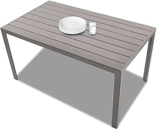Patio Dining Table Outdoor Aluminum Rectangle Table,All Weather Resistant,Size 55.1”L X 31.5”W X 28.3”H,Gray