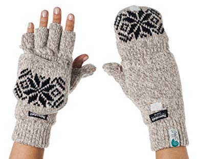 Alki'i 3M Thinsulate Thermal Insulation Fingerless Texting Gloves with Mitten Cover - 2 colors