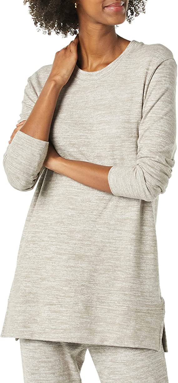 Amazon Brand - Daily Ritual Women's Cozy Knit Crew Neck Long Sleeve Side-Vent Tunic