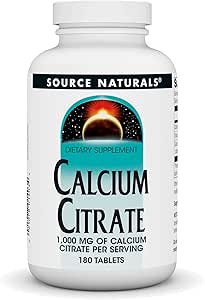 Source Naturals Calcium Citrate1,000 mg of calcium citrate per serving, 1,000 mg Tabs, 180 ct