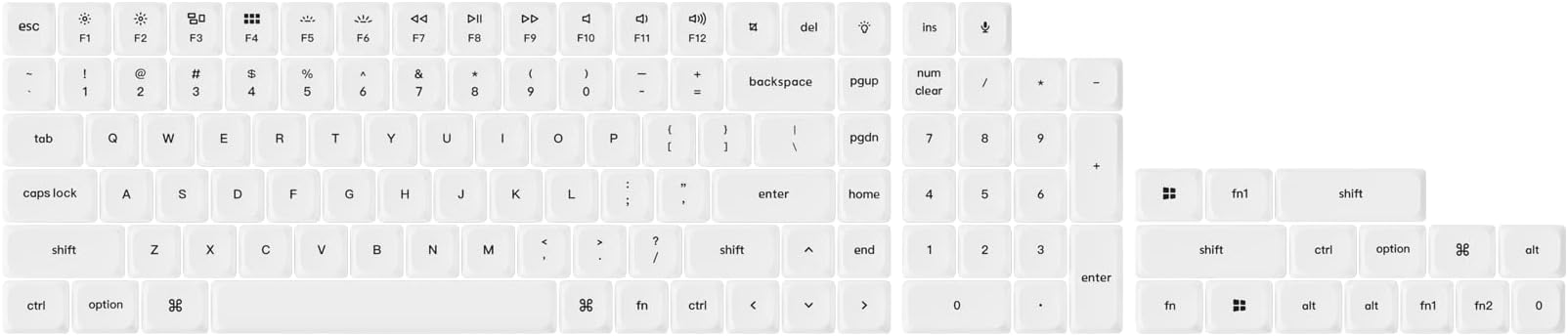 Keychron Low-Profile Double Shot PBT Keycap Set - White