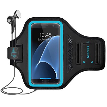 Galaxy S7 Armband - LOVPHONE Easy Fitting Sport Running Exercise Gym Sportband with Key Holder & Card Slot,Water Resistant and Sweat-proof for Samsung Galaxy S7 2016 Release.-Blue
