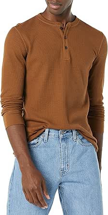 Amazon Essentials Men's Slim-Fit Long-Sleeve Waffle Henley Shirt