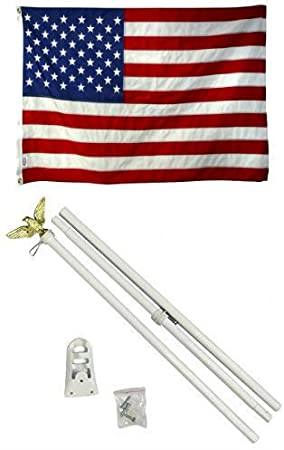 Moon 2x3 2x3 USA American 50 Star Flag White Pole Kit Set Residential Commercial Best Garden Outdor Decor Polyester Material Flag Premium Vivid Color and UV Fade Resistant