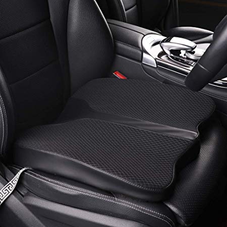 LARROUS Car Memory Foam Heightening Seat Cushion,Tailbone (Coccyx) and Back Pain Rrelief Cushion,for Office Chair,Wheelchair and More.