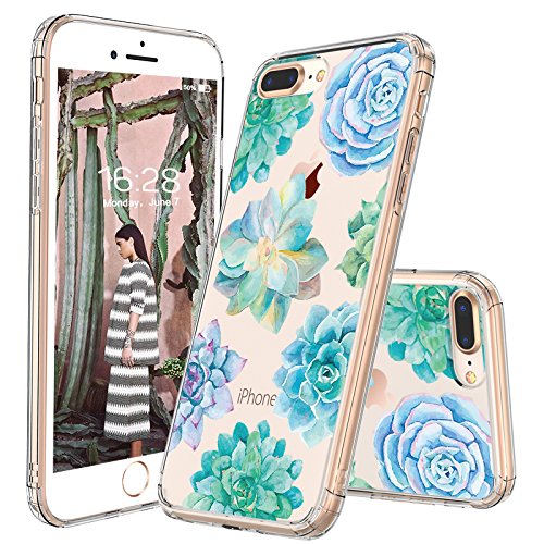 MOSNOVO iPhone 7 Plus Case, iPhone 8 Plus Clear Case, Tropical Succulents Clear Design Transparent Printed Hard Case with TPU Bumper Case Cover for iPhone 7 Plus/iPhone 8 Plus