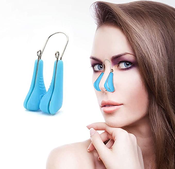 Nose Shaper Clip Nose Lifter Nose Beauty Up Lifting Tool Soft Safety Silicone Rhinoplasty Nose Bridge Straightener Corrector Slimming Device for Wide Crooked Nose Women (Blue)