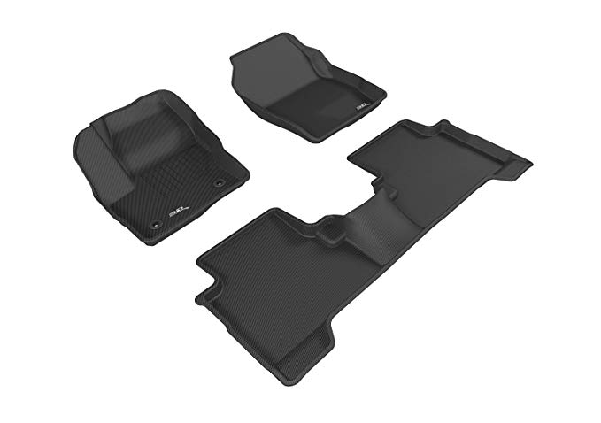 3D MAXpider Complete Set Custom Fit All-Weather Floor Mat for Select Ford Escape Models - Kagu Rubber (Black)