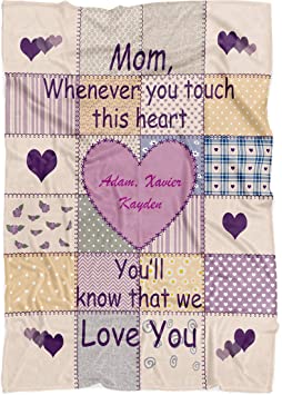Personalized Grandma Grandpa Nana Dad Mom Name Blanket. Custom with any Title & upto 8 Names. Whenever you touch this heart You'll know that We Love You. Gift for Xmas Thanksgiving (Fleece, 50" x 60")