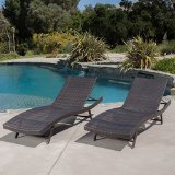 Eliana Outdoor Brown Wicker Chaise Lounge Chairs Set of 2