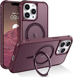 BENTOBEN for Magnetic iPhone 13 Pro Phone Case [Compatible with MagSafe] Rotatable Ring Holder Kickstand Design Shockproof Women Men Girl Boy Drop Protective iPhone 13 Pro Cover 6.1" 2021, Wine Red