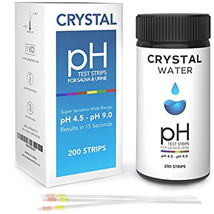 200ct PACK - CRYSTAL pH Test Strips for Urine and Saliva - pH Test Kit - Test your Alkaline and Acid level, and Balance Your Bodies pH For Health and Diet