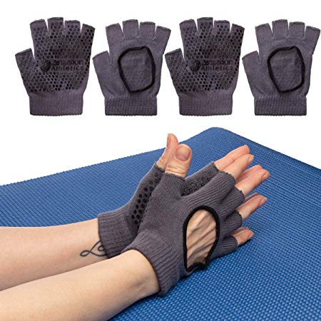 Zenzation (3 Pairs Yoga Gloves for Women Non Slip Grip for Pilates Fitness Fingerless Breathable