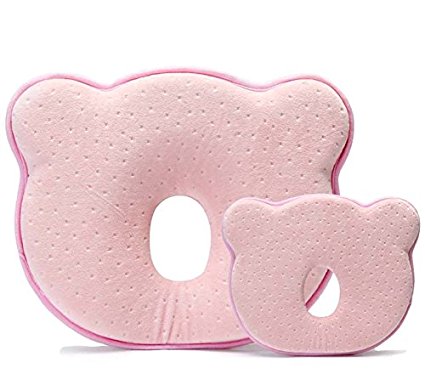 Romanstii Memory Foam Pillow Prevent Flat Head Shaping Pillow for Sleeping Pink (0-18 Months)