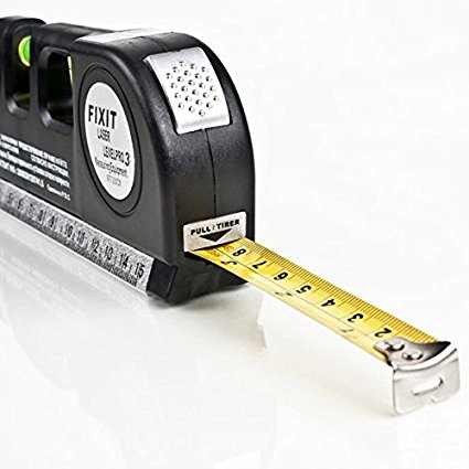 Touch new10A317 Plastic Multipurpose Laser Level Aligner 3 Bubbles Measuring Tape Ruler
