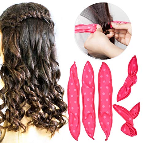 HailiCare 30Pcs Foam Hair Rollers No Heat Flexible Hair Curlers Rollers, Night Sleep Magic Pillow Soft Hair Rollers DIY Sponge Curly Hair Styling Tools for Long & Short Hair - Pink Dot